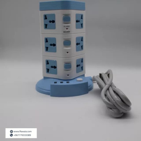 توصيلة كهرباء شكل برج بـ١٢ فيش و٣ مخارج USB 